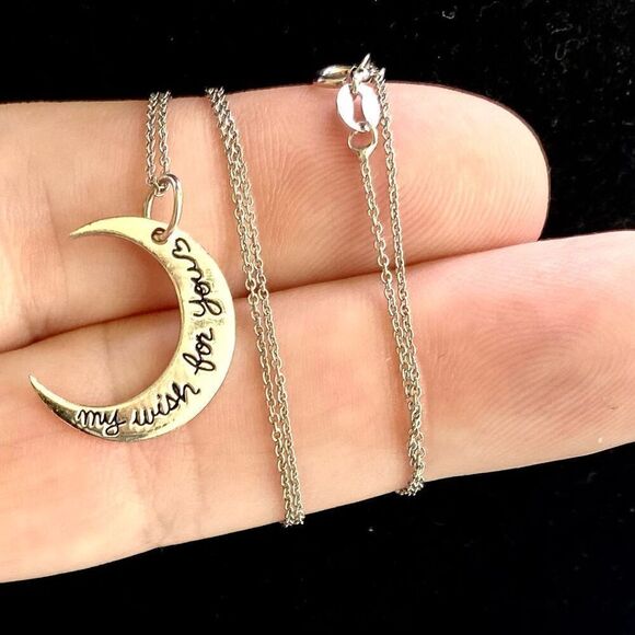 AAV# Italian Sterling 925 Silver Moon Pendant & Sterling Chain - Picture 4 of 8